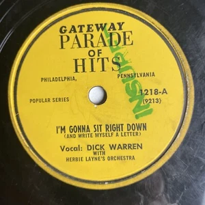 10" 78 RPM-Dick Warren-I'm Gonna Sit Right Down/Earl Robbins-Teddy Bear/1218 - Picture 1 of 4