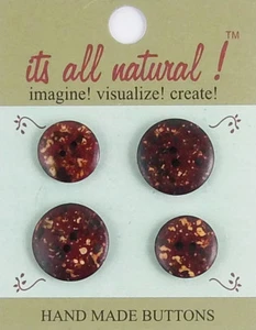 Botones de hueso natural hechos a mano - diseños redondos marbalizados rojos rústicos - Imagen 1 de 4