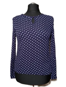 Blaue gepunktete Bluse von Kaffe, Langarm, Baumwolle, Größe 38 - Bild 1 von 5