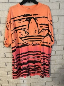 Vintage Adidas Shirt Mens XL Multicolor AOP Single Stitch USA Made Trefoil - Picture 1 of 11