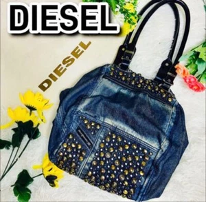 Diesel Women Denim Studded Tote Bag Indigo Shoulder 30x22x25cm Almost unused LTD - Picture 1 of 15