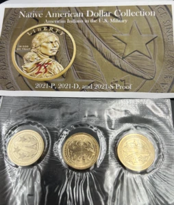 2021 P D S Native Sacagawea Dollar 3 Coin Set Business & Proof Gem UNC #A - Picture 1 of 6