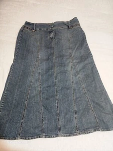 CABI Sz 16 Denim Long Skirt Old Money Preppy Coastal Hippi Jean - Picture 1 of 10