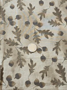 2 Yds Eicheln & Eichenblätter Braun Stoff Single Double Acorns Brauntöne - Bild 1 von 2