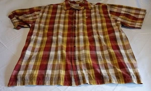 Phat Farm Red And Yellow Plaid Short Sleeve Shirt Men's Size 4XL - Picture 1 of 6