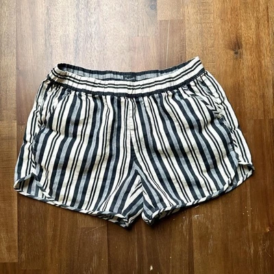 Madewell 短裤女式小号亚麻混纺条纹弹性腰袋 — 第 1/4 张图片