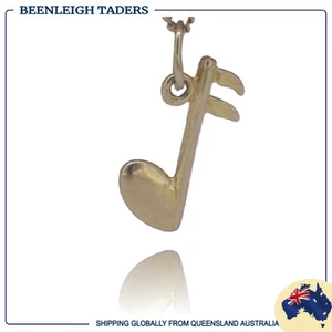 Yellow Gold MUSIC NOTE CHARM - SEMI QUAVER Genuine 9ct Gold Excellent Condition - Picture 1 of 10