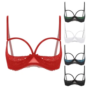Damen BH verführerische Dessous 1/4 Cup Bralette Valentinstag Unterwäsche Dating - Bild 1 von 49