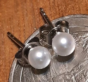Vtg Sterling Silver Pearl Stud Earings 925 Cocktail Ocean I13 Beach Oceania Rare - Picture 1 of 9