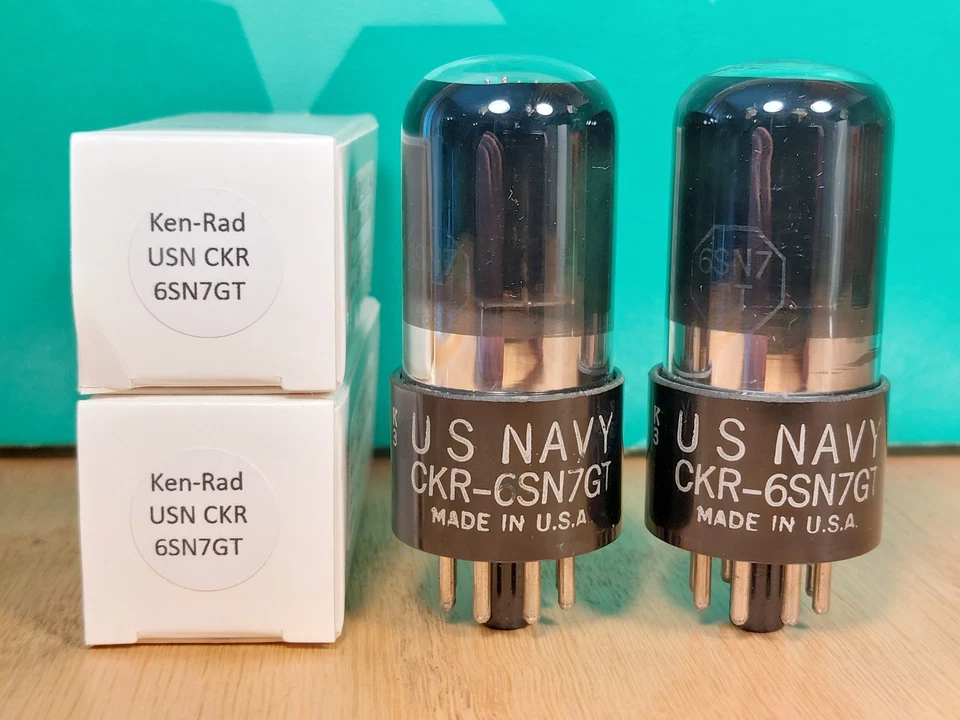 Pair of Ken-Rad USN CKR 6SN7GT VT-231 1943 Black Glass Tubes #3 ~microphonic - Image 1 of 4