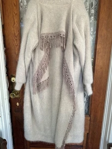 Vintage Venesha Beige Knit Angora Maxi Sweater Coat -- One Size -- Length 46" - Picture 1 of 24