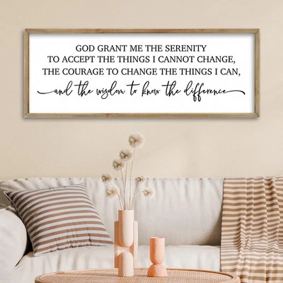 Serenity Prayer Wall Decor 32"×12" God Grant Me Bible Verse Sign Christian Wo... - Image 1 of 4