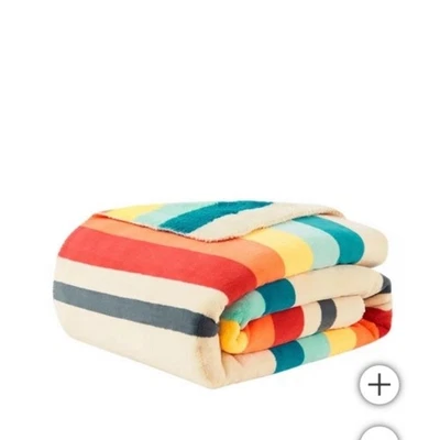  Pendleton Geometric Print Aztec Western Plush Throw 50x70 Nwt Cream Orange - Image 1 of 4