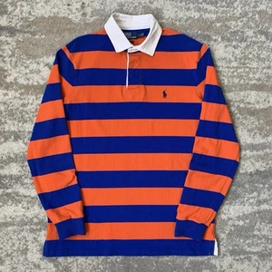 Polo Ralph Lauren orange blau gestreift klassisch Rugby Poloshirt Medium - Bild 1 von 8