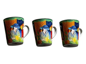 Furio Cafe Paris Set of 3 Mugs 4914-29 Excellent Used Condition 4-1/4”T - Picture 1 of 7