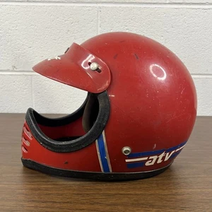 Vintage GRANT ATV MOTO MX BMX Motorcycle Helmet Red Bicycle Motocross Visor READ - Foto 1 di 11