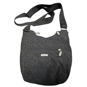 BAGGALLINI Umhängetasche Handtasche schwarz Nylon Leopard Animal Print RDIF Reise - Bild 1 von 9