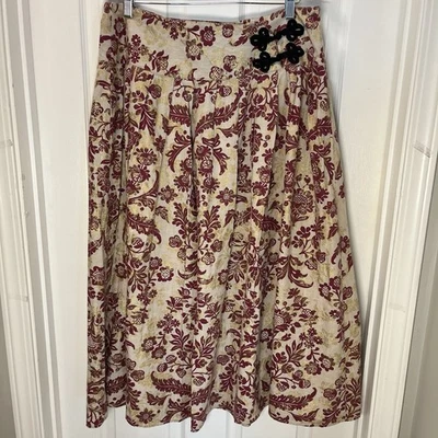 Falda midi suave envolvente talla grande inspirada en Asia floral lino mezcla algodón Foto 1 de 4