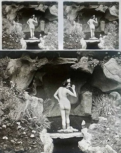PHOTO STEREO  sur verre NU FEMININ 1900 - 1920  risque sexy nude lesbian / 778 - Picture 1 of 1