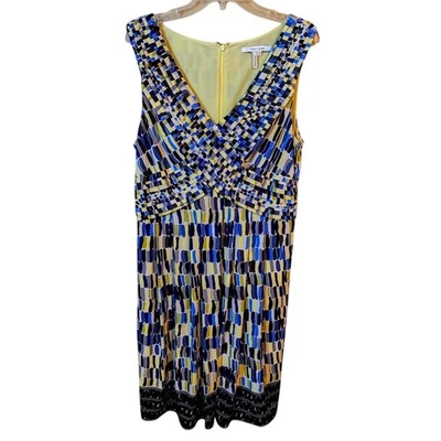 Max and Cleo Geometric Print Sleeveless Fit & Flare Dress - Size 14 - Image 1 of 4