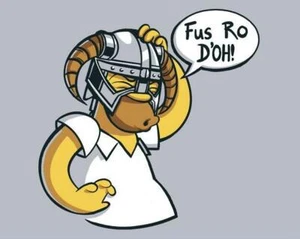 Simpsons Fus Ro Doh Viking Mashup Satire Teefury Men Shirt NEW RARE - Picture 1 of 1