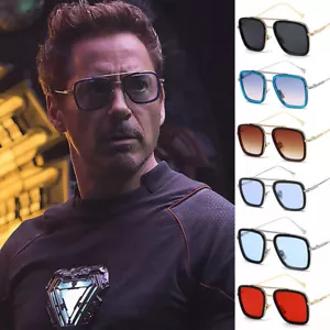 Hot Tony Stark Sunglasses For Men Metal Frame Spider Man Square Shades Eyewear - Picture 1 of 28