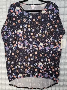 LuLaRoe Irma Black Floral T-shirt Women's Small Tunic Shirttail Flirty Top - Picture 1 of 2