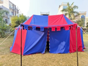 WEEKEND SALE Camping Tent Medieval Burgandian 6X4 M Red Blue functional tent - Picture 1 of 14