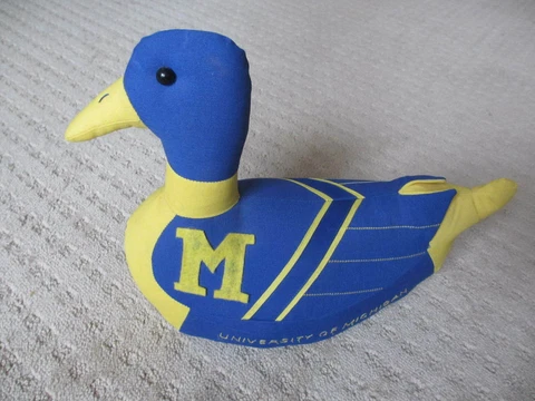 VTG. University of Michigan Wolverines Custom Stuffed Duck 12" Doorstop * Cover