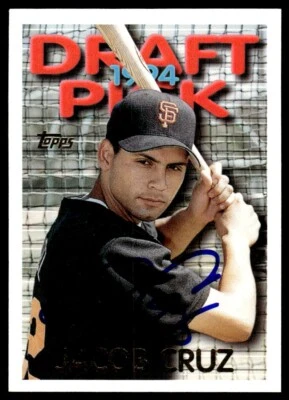 1995 Topps Baseball Jacob Cruz Rookie Auto San Francisco Giants #521 Signed - Image 1 of 2