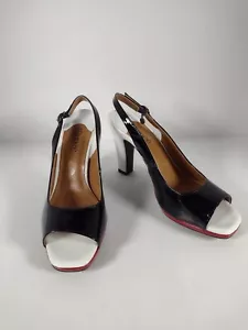J.Renee Women’s Slingback Heel, Black and White - Red Trim , NEW, Size 7.5 - Picture 1 of 10