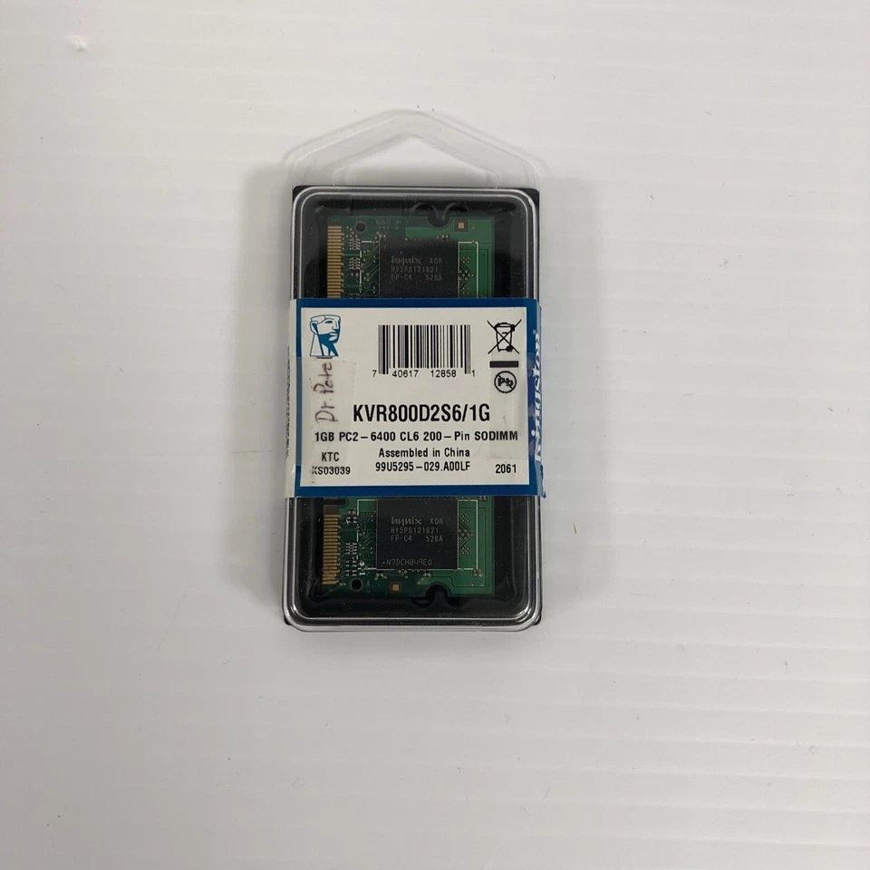 KVR800D2S6/1G GENUINE KINSTON LAPTOP MEMORY 1GB DDR2 PC2 6400 (GRD A) (CA64) - Image 1 of 1