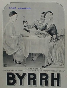 PUBLICITE BYRRH PAUVRE PIERROT ARLEQUIN COLOMBINE DE LEONNEC DE 1938 FRENCH AD - Imagen 1 de 1