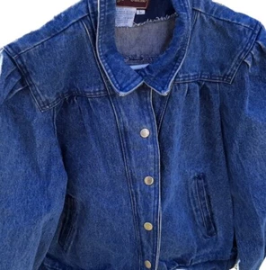 Vintage Women's Denim Jacket Bomber Oversized Large 80s Fashion Style Blue - Picture 1 of 12