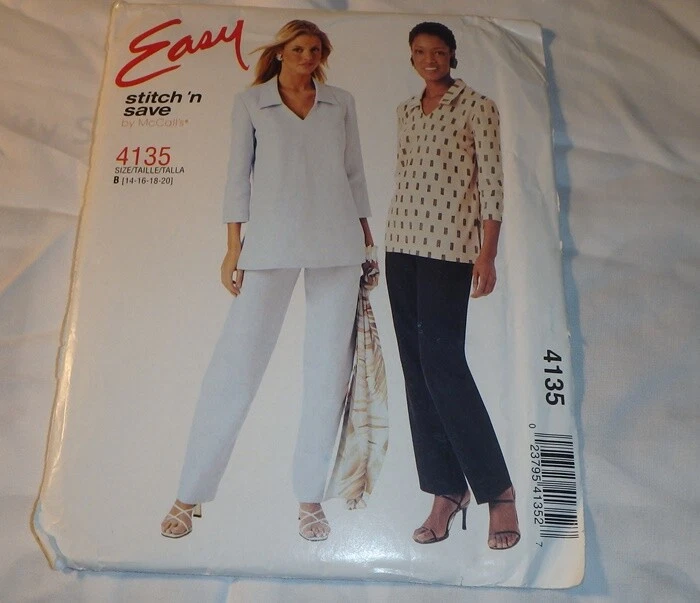 MCCALLS STITCH 'N SAVE PATTERN 4135 ~ MISSES TOP PANTS ~ SIZE 14 16 18 20 *UNCUT - Image 1 of 1