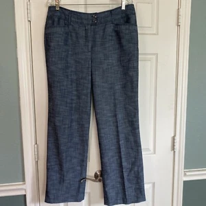 Larry Levine Stretch Blue chambray Dress Pants Size 14 - Picture 1 of 10