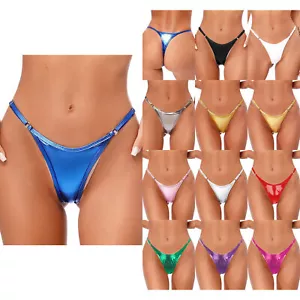 Damen Metallic G-String Tangas Hohe Taille T-Back Micro Slip Sexy Bademode - Bild 1 von 205