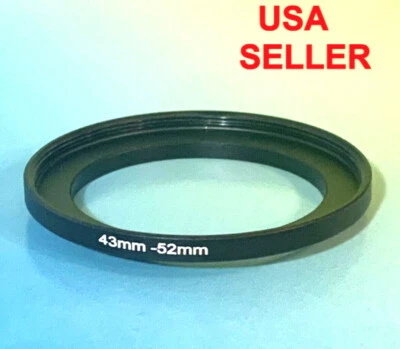 1(one) Black ADAPTER RING 43mm to 52mm 43-52mm Step Up  M43-F52 43-52 mm METAL  - Image 1 of 4