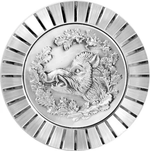 Wildschwein Bache Keiler Kühlergrill Relief Metall Plakette Medaille + Halterung - Bild 1 von 5