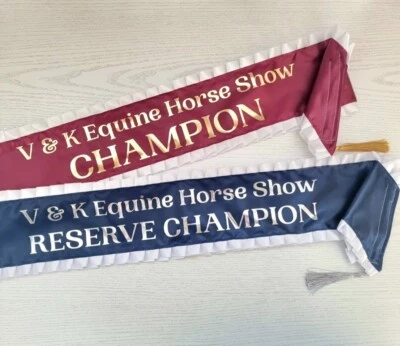 SUNSET OCEAN DESIGNS Personalised Custom Frill Sash | Equestrian Show Award, Competition, Horse