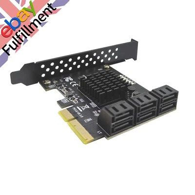 6 Port PCI-E Expansion Card Board Adapter PCI-E x4x8x16 6G SATA3.0 For ASMedia s - Image 1 of 4