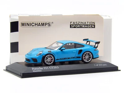 1/43 Porsche 911 GT3 RS 991.2 2018 Blue/Silver Minichamps Scale Model 413 067047 - Image 1 of 4