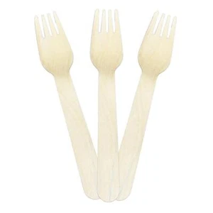 100 Holzbesteck Holzgabel-Messer-Löffel Rührstäbchen Pommesgabel BIO Einweg - Bild 1 von 22