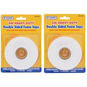 2 x Heavy Duty Double Sided Foam Tape 5M Adhesive Strong Waterproof Sticky Tape - Picture 1 of 4
