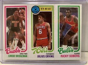 Junior Bridgeman & Julius Erving & Ricky Sobers 1980-81 Topps Basketball Karte - Bild 1 von 2