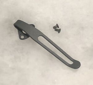 Flat Gray Titanium Deep Carry Pocket Clip for Spyderco Native 5 FRN Lightweight