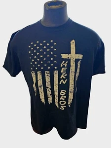 Hern Brothers Band Flag Cross Tshirt 2XL Black - Picture 1 of 7