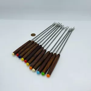 11 Vintage MCM Mid Century Modern Teak Fondue Gabeln farbige Enden - Bild 1 von 5