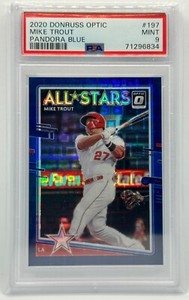 2020 Donruss Optic Pandora Blue Mike Trout PSA 9 #13/99 #197 All-Stars