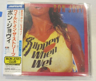 BON JOVI- SLIPPERY WHEN WET CD JAPAN 1988 OBI 80s HAIR METAL GLAM CRUE 32PD-1001 - Image 1 of 4